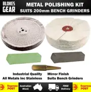 Metal Buffing Polishing Kit 200mm for Bench Grinder Buffs/Compounds/Spindle