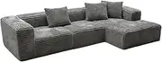 Marsden L Shape Velvet Sofa Space-Saving Design Comfortable and Durable 42 Density High Rebound Sponge Modern Living Room Furniture with Cozy Pillows 150kg Capacity 60H x 265W x 165D CM Light Grey