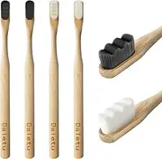 Daletu Bamboo Toothbrush, Biodegradable Toothbrushes Extra Soft Bristles, 20000 Soft Natural Bristle Toothbrush, Eco Friendly Toothbrushes for Sensitive Teeth Gum Recession - 4 Pack