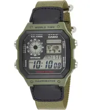 Casio Digital World Map Alarm Backlight Stopwatch AE-1200WHB-3BV 100M Mens Watch