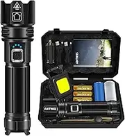 LED Torch Rechargeable Flashlight with High Lumens, 20000 Lumens Super Bright Torch, XHP70.2 High Powered Torches, Long Lasting, Waterproof, Zoomable, for Gift Camping Hiking Emergency