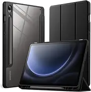 JETech Case for Samsung Galaxy Tab S10 FE / S9 FE 10.9-Inch with S Pen Holder, Clear Transparent Hard PC Back, Protective Tri-Fold Stand Tablet Cover, Auto Wake/Sleep (Black)