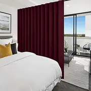 Hiasan Christmas Patio Sliding Room Divider Door Curtains - Extra Wide Privacy Room Thermal Insulated Blackout Curtain with Back Tab & Rod Pocket for Bedroom Partition(100 x 108 Inches, Burgundy)