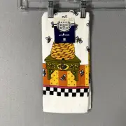 New Vintage Honey Bee Hive Kitchen Hand Towel Revere Mills White Yellow