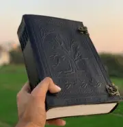 Extra Large 600 Page Black Tree of Life Leather Journal Spell book unlined Diary