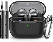 Samsung Galaxy Buds 3 Case & Cover with Cleaner Kit, Silicone Protective Case, Galaxy Buds 3 Accessories with Keychain - Black