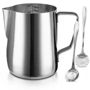 Milk Frothing Pitcher Cup, 20oz/600ML Milk Frother Cup Stainless Steel Steami...