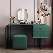 Makeup Vanity Table Set,Vanity Desk with LED Mirror,2 Drawers,1 Stool,Metal Chassis,Pack of Makeup Bag