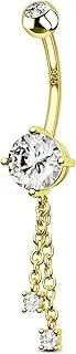 [COCHARM] Hypoallergenic 925 Sterling Silver Belly Bar 14g Gold Belly Button Ring for Women Bananabell Cute Belly Piercing Jewelry