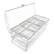Ice Chilled Condiment with 4 Containers, Condiment Server with Separate Lids, Serving Tray Platter As Shown