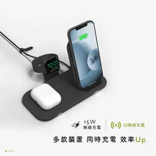 mophie 15W 2+1 整合式 無線 快充 充電盤 充電座 適用於手機 Airpods Apple watch