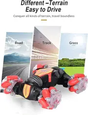 Vikus RC Gesture Sensor Stunt Car, EssentialPRO Rechargeable 4WD, Double Sided Deformable Rotating