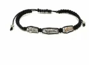 St Jude Black Corded Bracelet Silver Charm Teens Women's Adjustable San Judas N