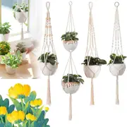 4 Pack Macrame Plant Hangers, Cotton Rope Plant Holder Set Indoor Outdoor Hangin