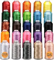 New brothreads - 25 Basic Colors of Huge Spool 5000M Polyester Embroidery Machine Thread for Commercial and Domestic Embroidery Machines