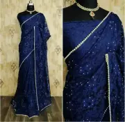 Bollywood Saree Sari Blouse Jacquard Net Fabric Wedding Festival Party