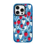 iPhone 16 Pro Impact Case MagSafe Compatible Strawberry love transparent