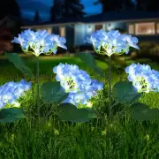 Solar Garden Lights, 2 Pack Hydrangea Artificial Flower Solar Lights, Waterpr...