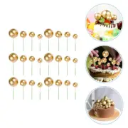 24 Pcs Golden Ball Cake Toppers Cupcake Ornaments Decorations