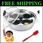Deluxe Poached Egg Cooker - Sauté Pan with Tempered Glass Lid & Cool Handle