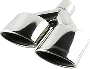 Stainless Steel Car Exhaust Tip 57mm Interface Dual Outlet Exhaust Tip Muffler Tailpipe Silver Compatible With W204 W211(Left)