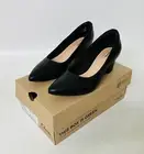 Clarks Ladies Teresa Step Black Leather Shoes Pumps 2” Heel 7 Medium (B,M) New