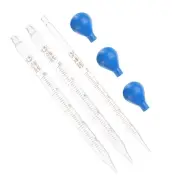 3pcs 5ml 10ml Dropper Pipettes Lab Graduated Scaled Tool with Blue Rubber Cap