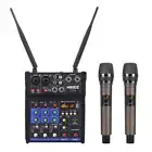 HRIDZ G04 Audio Mixer with UHF Wireless Microphone for DJ Karaoke PC Record