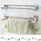 Punch-free Double Rod Towel Bar Wall Mounted Towel Storage Shelf Toilet