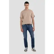 Replay Mens Basic Tee Jersey T-Shirt w/ Print Cream