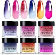 Honey Joy 6 BOX/SET Dip Powder Nails Kit Hot Pink Nail Fine Dipping Powder Colors No Need Lamp Cure,Like Gel Polish Effect,Even & Smooth Finishing (W-3-1-2-8-10-17-10g/box)