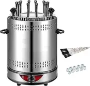 Electrical Grill, Vertical Barbeque Hanging Stove with 360° All Round Roasting and Knob Timing,Stainless Steel 10 Grilling Forks, for Kebabs, Skewers and Fish Roasts