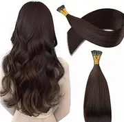 FUIBEJAE I Tip Hair Extensions Human Hair, Black 18 Inch 50G/50S, Itip Human Hair Extension Remy Hair Extensions Natural Straight Tip Hair Extensions for Women,2# 65cm