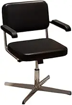 Leather Office Chair Desk Chair with Padded Armrests,Adjustable Home Office Chair Mid Back Swivel Task Chair,Ergonomic Mid Century Computer Chair(Black)