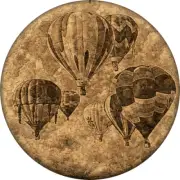 Hot Air Balloons laser engraved cork coaster with hard back (see both sides)