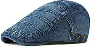 [LAIFEKE] Newsboy Hats for Men Washed Duckbill Hat Adjustable Flat Cap Cotton Driving Cabbie Cap Black