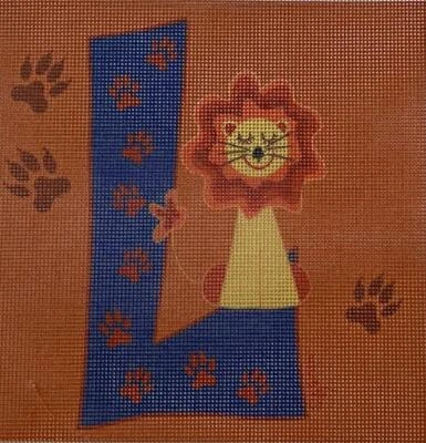 Needlepoint Designs, Needlepoint Canvas, LETTER L for LION BJGreen Designs