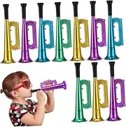 HONMEET 10 Pcs Stadium Horns Plastic Trumpets for Noise Maker for Parties Cheering Props and Fun Games Lightweight Sturdy Design
