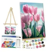 Paint by Numbers Kit for Adults with Frame DIY Flowers Paint by Number Tulips