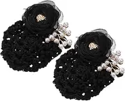 CANIGHT 2pcs Floral Hair Net Clips for Hair Bun Covers for Ceremonial Events and Workplaces Versatile Design