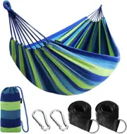 Cotton Camping Hammock Portable Sturdy Fabric with Tree Straps 660lbs