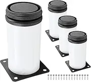 suiwotin 4pcs 4 Inch (100mm) Stainless Steel Furniture Legs, White Adjustable Cabinet Feet, Metal Cylinder Table Legs, Heavy Duty Sofa Legs Replacement for Couch, Shelf, Dresser, DIY Bench Legs