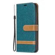 Color Matching Denim Texture Horizontal Flip Leather Case with Holder & Card Slots & Wallet & Lanyard for Xiaomi Redmi 7A(Green)