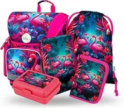 [Baagl] Boys' School Bag Set of 5 Ergonomic Primary School Bag with Chest Strap