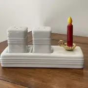 Nora Fleming Pinstripe Salt Pepper Set & Light the Way” Candle Mini-NEW RELEASE