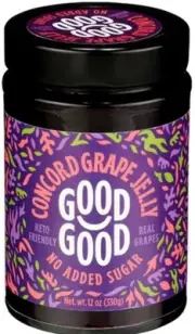Good Good Spreads Concord Grape Jelly - No Sugar Added, Keto Friendly, 12oz
