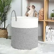 Cotton Storage Basket, Portable Dirty Clothes Basket with Handles, Large Cotton Rope Storage Basket for Storage Miscellaneous/Toy/trousers in Living Room & Bedroom