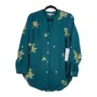 Figueroa & Flower Women’s Boho Embroidered Peasant Button Front Tunic Top Size S