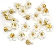 USOSOU 13mm Bright White Flower Sewing Plastic Buttons, Pearl Buttons for Clothing, Shirts, Skirts, Wedding Dresses, Blouse, Jewelry Decorations, Handmade DIY Crafts (50pcs 13mm(1/2"))
