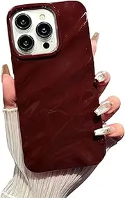 Svanove for iPhone 14 Pro Case Curly Wavy Water Ripple Pattern Shape, Aesthetic Cute Wave Glossy Protective Phone Case Cover Design for Women Girls, Slim Thin Soft Flexible TPU, Burgundy Wine
